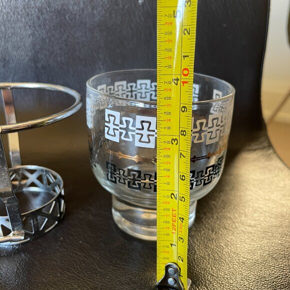 Vintage Libbey MCM Chrome Condiment Set: Glass Jars w/ Aluminum Lids - Picture 7 of 8